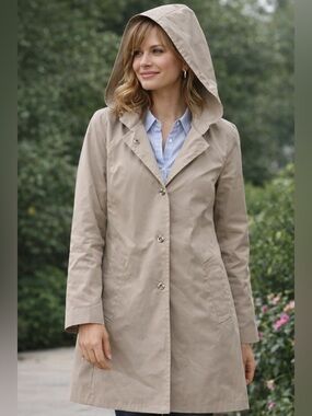 London Fog Women's Hooded Trench Coat | Beige | Size L